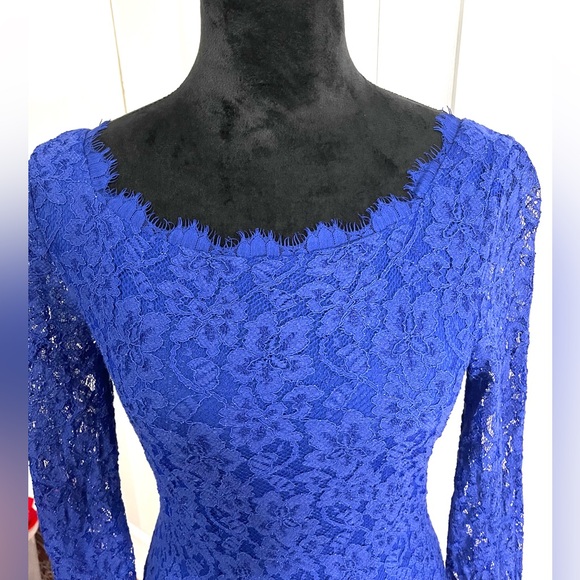 Diane Von Furstenberg DvF Zarita Cobalt Blue Lace Dress sz 6 - Picture 8 of 16